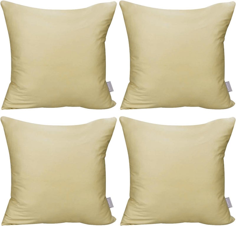 Thmyo 4-Pack 100% Cotton Comfortable Solid Decorative Throw Pillow Case,Thmyo Square Cushion Cover Pillowcase Sublimation Blank Pillow Covers DIY Throw Pillowcase for Couch Sofa(16x16 inch/ 40x40cm,Khaki) - Image 1